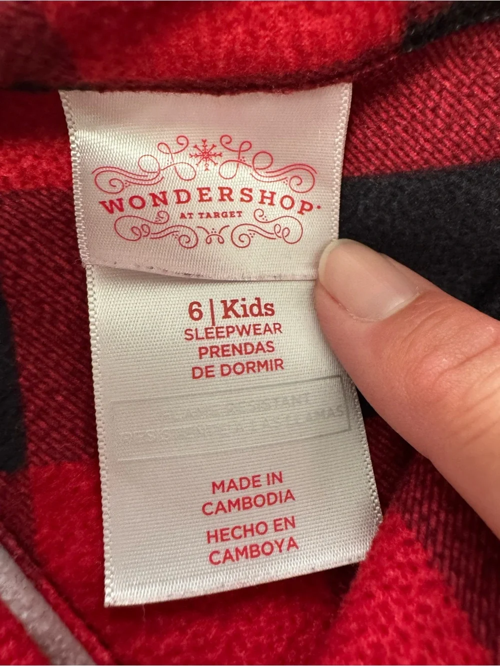 Wondershop Red and Black Buffalo Plaid Kids Pajama Set Size 6